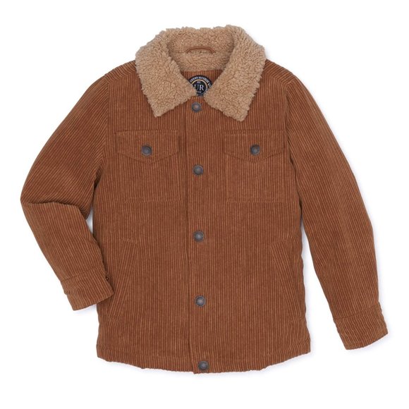 New Boys Faux Sherpa Lining Corduroy Shirt Jacket.